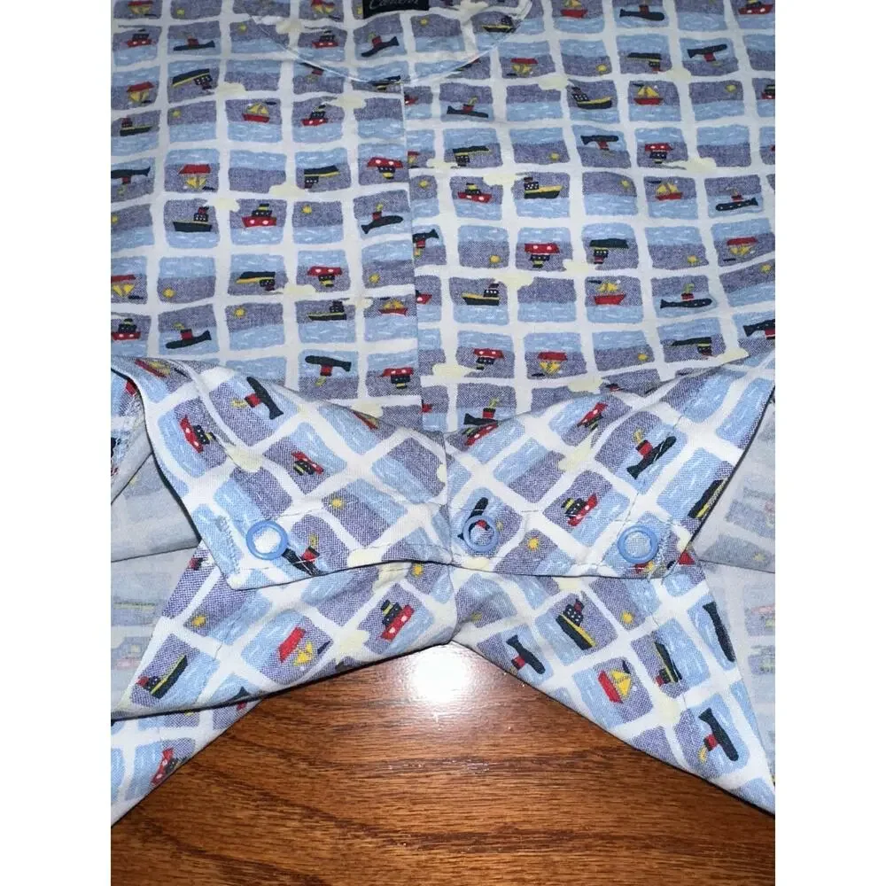 Vintage Carters Baby Blue Nautical Boat Ship Submarine Overall Romper 12-18M